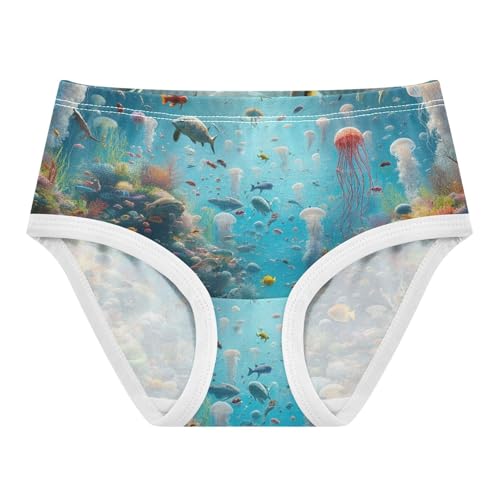 Toddler Panties, Ocean Life Jellyfish Girls' Cotton Brief Underwear, 2–8 Years