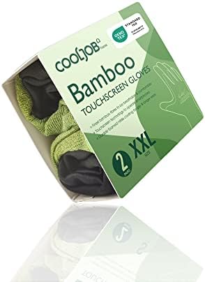 COOLJOB Bamboo Working Gloves for Men, Nitrile Coated Gardening Gloves, Green/Black, 2 Pairs Pack