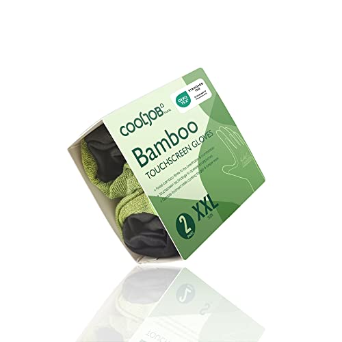 COOLJOB Bamboo Working Gloves for Men, Nitrile Coated Gardening Gloves, Green/Black, 2 Pairs Pack