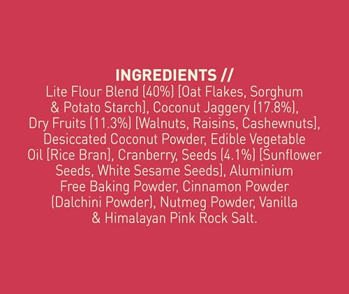 Image of Nourish Organics Oats Cranberry Cookies | Wholesome Cookies with Cranberries & Walnuts | Made with Oats, Coconut Jaggery & Seeds | High Fibre Snack | No Refined Sugar | 120g (Pack of 2)