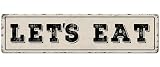 Metall-Blechschild mit Aufschrift "Let's Eat" für Zuhause, Küche, Bauernhaus, Bäckerei, Esszimmer, Bar, Wanddekoration, lustiges inspirierendes Poster, Wandkunst, Retro-Aluminiumschild, 10,2 x 40,6 cm