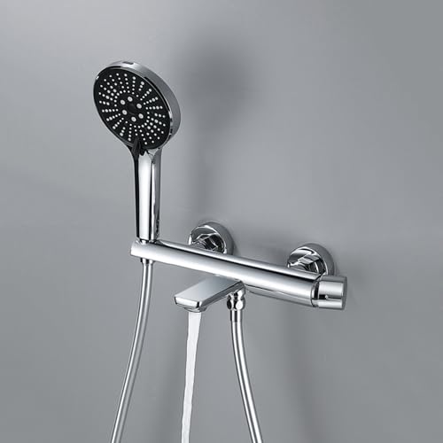 Mitigeur de douche et bain chromé avec robinet mural pivotant