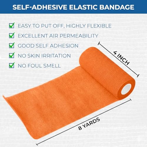 Image of Self Adhesive Bandage Wrap - Pack of 09 Assorted Colors, Non-Woven, Breathable & Water-Resistant Vet Wrap for First Aid, Sports Injury, Body Sprains, & Pets - 4 Inches