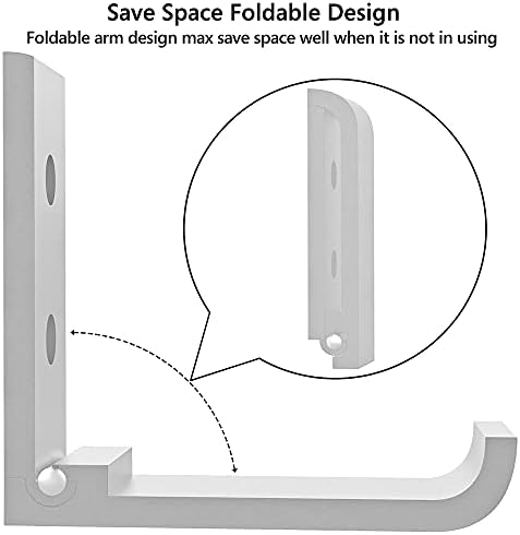 Geekria Foldable Wall Mount Headphones Holder, Headset Wall Hanger, Aluminum Wall Mount Hook, Hold Up to 1KG with 3M Tape, 20KG with Screws, Stand Come with Headband Protective Pad (2pcs)