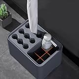 Elegante soporte estrecho para paraguas de pasillo con bandeja de goteo extraíble, perfecto para soluciones de ahorro de espacio