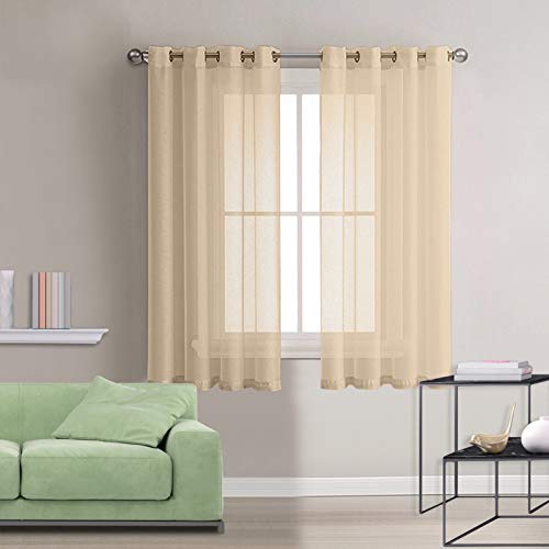 Lalafancy Transparant gordijn, voile gordijnen met oogjes, voor woonkamer, slaapkamer, 2 stuks