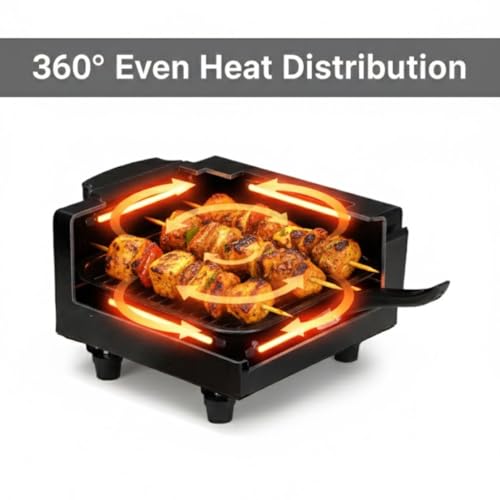 Image of Hot Grill 10-Inch Compact Electric Tandoor | 1500W Heating Element | Metal Body | Elegant and Lightweight Design | Home Grilling, Tandoori Cooking, Roasting, Baking & Kebabs