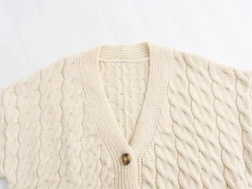 Women V-Neck Cardigan Thick Warm Loose Single Button Daily Casual Loose Fit Sweater Coat4