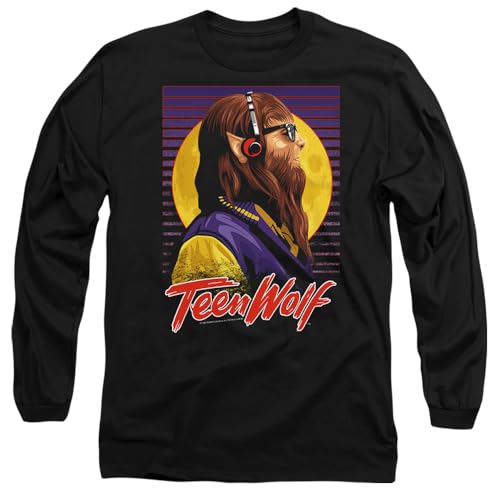Image of Cotton Soul Teen Wolf Headphone Wolf Unisex Long Sleeve T Shirt, Black, XX-Large