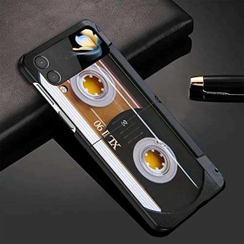 Bwooll For Samsung Galaxy Z Flip 3 Phone Case, Slim Fit Hard Pc Shockproof Drop Folding Stylish Protective Case For Samsung Galaxy Z Flip 3 5G 2021, Vintage 80S Music Cassette #TOP3