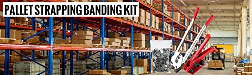 Pallet Packaging Strapping Banding Kit, Strapping Tensioner, Strapping Sealer, 50PCS Strapping Seals 3in1 Polyester (PET) Strapping Kit, 1400 lbs. Break Strength -1/2" -3/4" Width PP/PET Strap
