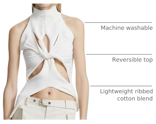 Image of SAFRISIOR Women Sexy Hollow Out Twist Front Knitted Tank Tops Sleeveless High Neck Cut Out Sweater Vest