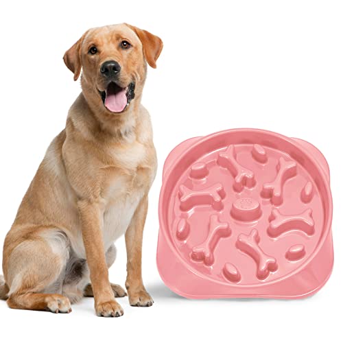 Slow Feeder Dog Bowls For Large Dogs,Slow Eating Dog Bowl Medium/Large Breed Dog Slow Feeder Anti-Choking Slow Feeder Bowl,Pink #TOP5