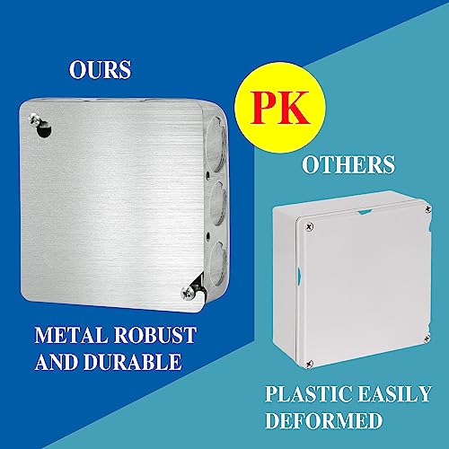 4X4 Metal Electrical Box Cover Plates, 4 Pcs Electric Junction Box Cover Plate, Square Flat Blank Electric Box Panel Cover, 4 Inch Galvanized Steel Metal Corrosive Resistant Cover For Electrical Boxes #TOP4