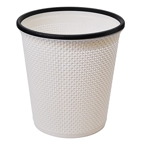 Zuvo Waste Paper Basket and Bin and Trash Bin in Plastic - Rattan Style with a Contemporary Look. Waste Bin for Kitchen, Home or Office 11.5 Inch Tall (Beige)