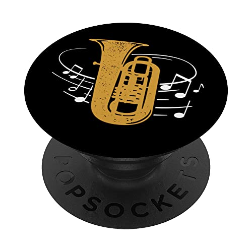 Orchestra Tubist Sheet Music Brass Instrument Tuba PopSockets Swappable PopGrip, Black