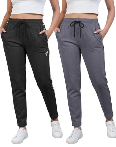 Image of Women Cotton Regular Fit Track Pants (Pack of 2)