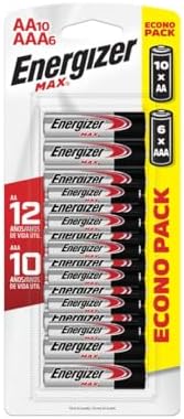 10 Pilhas Energizer Pequena AA MAX e 06 Palito AAA Max Alcalina L...