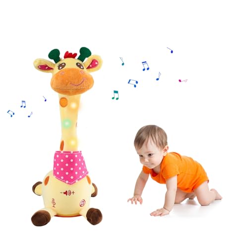 Licht Singing Giraffe Kuscheltier - Light Up and Voice Repeating Feature, Dancing Interactive Doll, Giraffe Kuscheltier, Baby Ermutigen Sprachspielzeug, Geburtstagsgeschenke für Jungen Mädchen