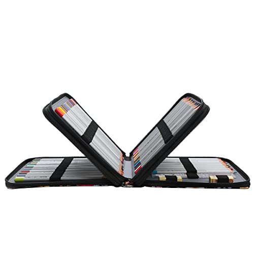 120 Slots Colored Pencil Case-Twill Oxford Pencil Holder With Zipper Closure Colored Pencil Orangizer For Watercolor Pens Or Markers Large Capacity Pencil Case For Artist Or Student (Black Flower) #TOP2