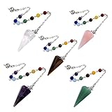 Top Plaza 7 Chakra Reiki Healing Crystal Dowsing Point Pendant Divination Metaphysical Spiritual Chakra Balancing Pendulum(Set of 5)