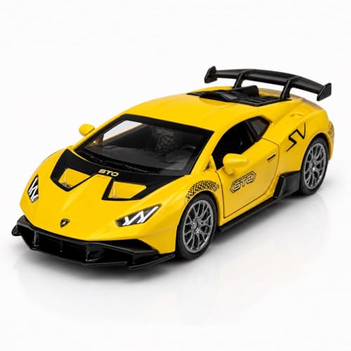 Image of Lamborghini Die-Cast Toy Car for Kids - 1:36 Scale Pull Back Metal Model Car with Openable Doors, LED Lights & Music | Alloy Mini Car for Boys Kids Collectors【Color As Per Stock】