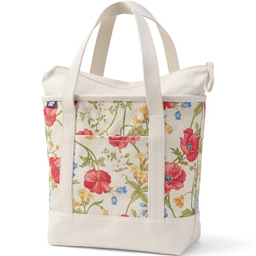 Image of Lands' End Zip Top Long Handle Canvas Tote Bag
