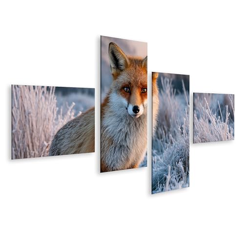 Tableau sur toile renard d'hiver islandburner 4 pièces S1