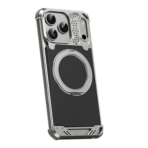 For IPhone 17 / 17 Air / 17 Pro / 17 Pro Max�p ���^���P�[�X ? �A���}�@�\�t���A�J�[�{���t�@�C�o�[���A�����Y���S�ی�A�ϏՌ��A�}�O�l�b�g��360�x��]�X�^���h�t���J�o�[,17 Air,Grey