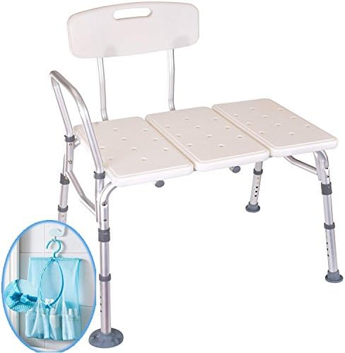 Medokare Shower Transfer Bench Seat – Over Tub Transfer Bench Shower Chair for Elderly, Handicap Transfer Bench for Adults, Adjustable Bathroom Shower Seat with Tote Bag