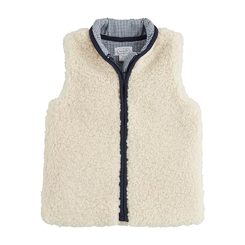 Mud Pie Girls Children Sherpa Zip Navy Vest-Ivory