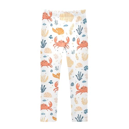 Cute Crab Shell Girls Leggings,Workout Leggings for Girls Toddler Athletic Legging Size for 3-10T