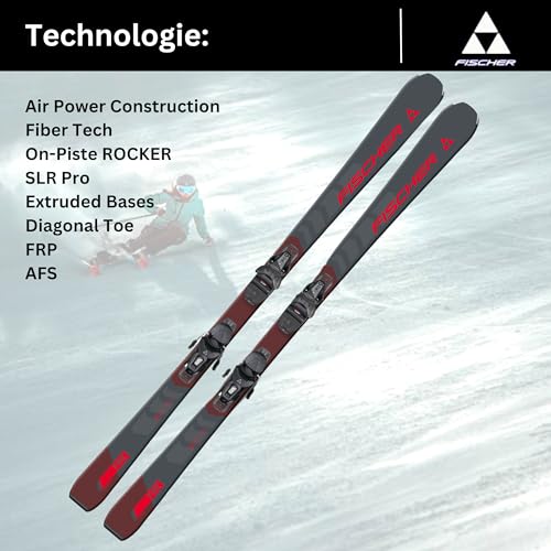 Fischer RC Fire SLR Alpine Ski Carving Skis On-Piste Rocker 165cm with RS9 SLR Z2.5-9 Binding All Mountain Skis Suitable for Beginners to Advanced Skiers - Image 2