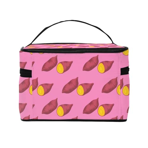 メイクボックス 化粧ボックス さつまいものパターン レディース メンズ コスメ収納ボックス 大容量 多機能 化粧品収納 旅行用品収納バッグ メイク収納 コスメバッグ 持ち運び便利 makeup organizer 小物入れ メイク道具入れ プレゼント CS