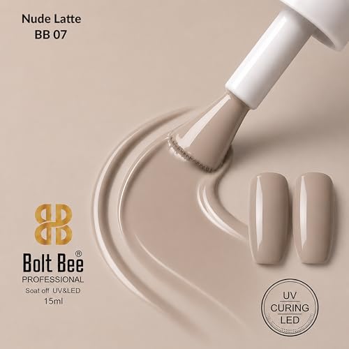Image of Bolt Bee Nude latte Color Gel Nail Polish Soak Off UV Gel DIY at Home 15ML Manicure Salon Nail Art