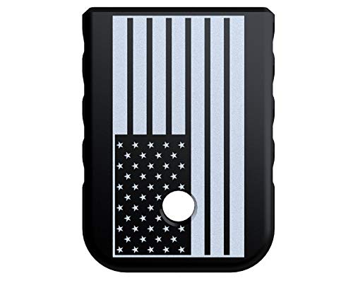 Rowe Tactical Magazine Base Plate for Glock Gen 1-5 - Black (Angle Serrations) American Flag - Vertical Graphic - Fits 9mm .40 Cal .357 Sig 45 Gap
