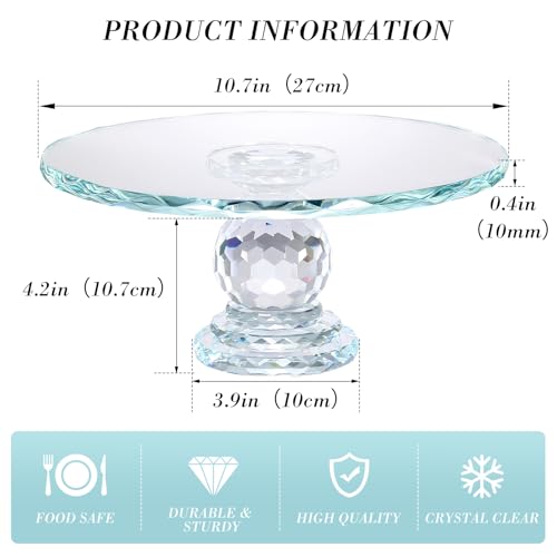 Uten Crystal Glass Cake Stand, 11'' Cake Display Stand, Crystal Glass Fruit Plate, Clear Cake Stand, Display Desserts Holder for Wedding Cakes Serving Platters - Image 4