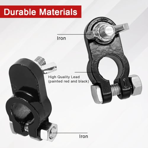 Image of STHIRA Car Battery Terminal Connectors Universal Fit Heavy-Duty Clamp Set | Secure Power Transfer with Heavy-Duty Build, Corrosion-Resistant Metal, Quick Install Wing Nuts, Universal Fit for Cars