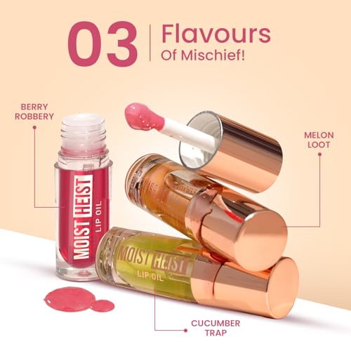 Image of Swiss Beauty Moist Heist Lip Oil | Colour-Changing | With Vitamin E & Mint Oil | Nourish & Protect | Shade- 1: Berry Robbery, 4.8g (Pack of 3)