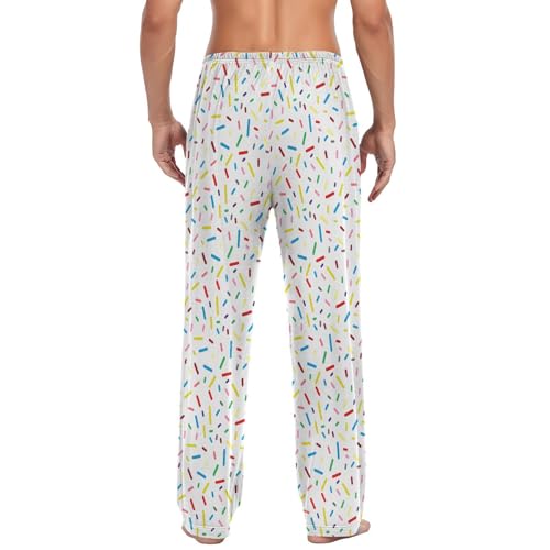 Men’s Colorful Sprinkles Pajama Pants with Pockets, Comfortable Lounge Sleep Bottoms#1392