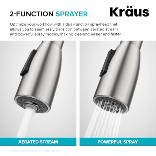 KRAUS Coda 2-Function Single Handle Pull Down Kitchen Faucet in Spot-Free Brushed Brass, KPF-1626BB - image 7