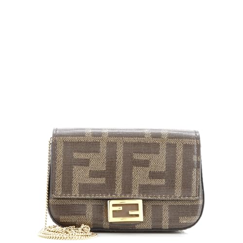Fendi Chain Baguette Charm Nano Brown