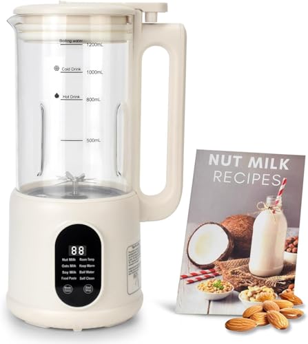 Nut Milk Maker, 8 in1 40oz Automatic Soybean Milk Machine for Homemade Almond, Oat, Soy, Coconut, Plant-Based Milk and Non Dairy Beverages, 12 Hours Timer/Auto-clean/Room Temp/Keep Warm/Boiling -  DFJKJUU, DFGH56