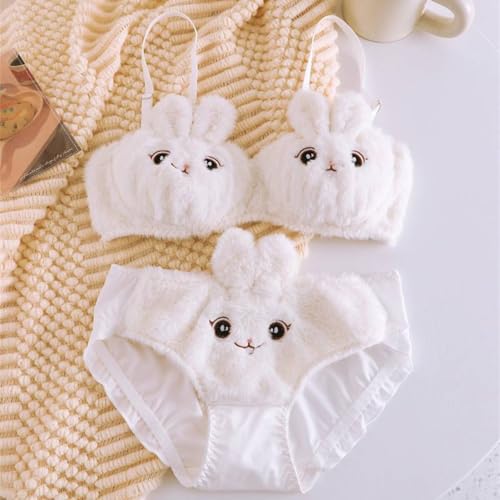 Image of Imported Japanese-Style Furry Bunny Ear Bra & Panty Set for Women Milk Silk Cute Rabbit Cosplay Lingerie Premium Ultra-Soft Plush Sexy Innerwear for Honeymoon, Date Night & Valentine Gift
