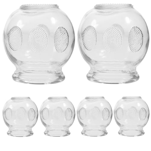 Healifty Glass Fire Cupping Set 6 Pieces Thick Glass Vacuum Cups for Chinese Medicine Therapy Back Massage and Fatigue Relief