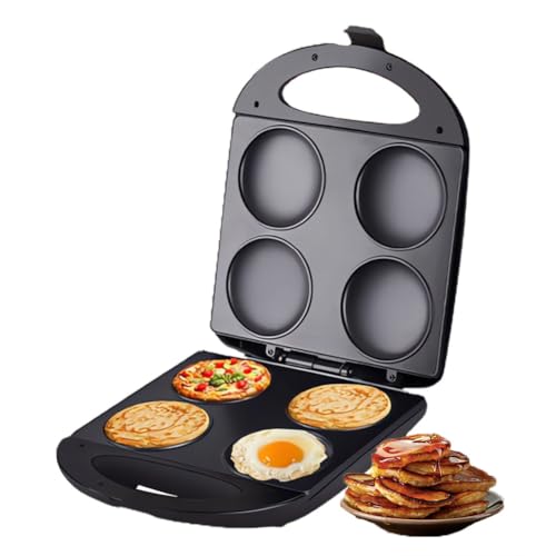 Máquina eléctrica de panqueques de 1600 W, 4 agujeros con control automático de temperatura, plancha de calefacción de doble cara para crepes, hamburguesas, panes planos, tortillas