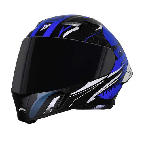 Image of Steelbird SBA-20 Strange ISI Certified Flip-Up Graphic Helmet for Men and Women with Inner Silver Sun Shield