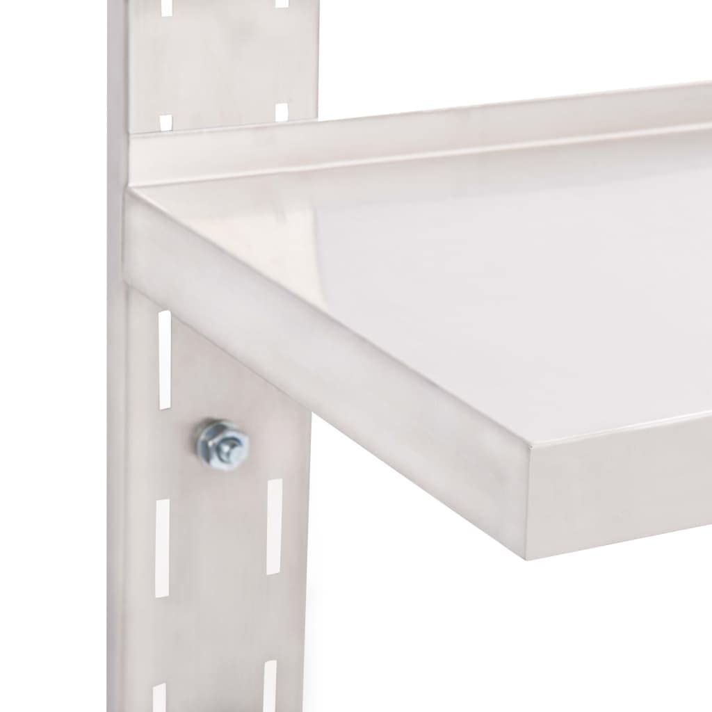 Wandregal Edelstahl 120x30 cm 2 Stufen Küchenregal mit 40 kg Tragkraft Hygienisches Design für Küche Badezimmer und Wohnzimmer