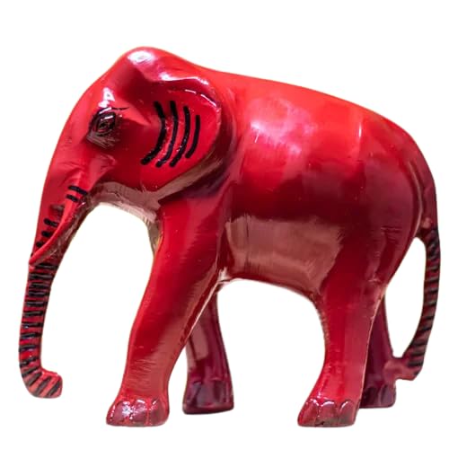 Image of Pure Brass White /Red Elephant | Vastu Elephant for Home and Office Decor | 100% Brass Showpiece Item (Red)
