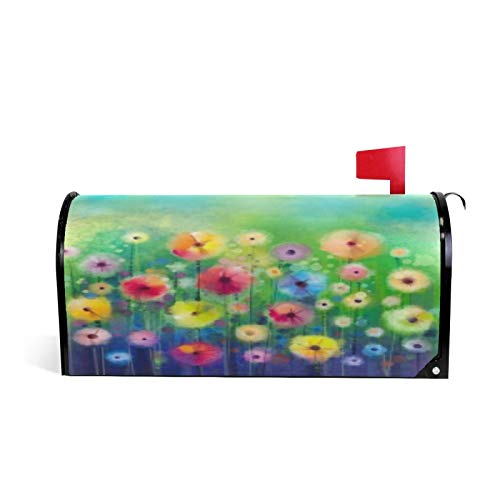 WIHVE Watercolor Spring Abstract Flowers Mailbox Cover Magnetic Seasonal Mail Wraps Cover Letter Post Box Magnetic Post Box Cover wrap Home Decoration Post Box 21 x 18 inch